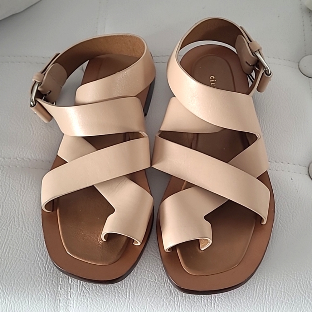 Celine Beige Strappy Flat